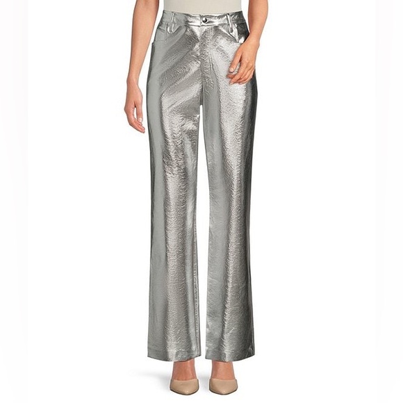 NWT Gianni Bini Tatania Metallic Silver Pants Sz 26 - Picture 9 of 13